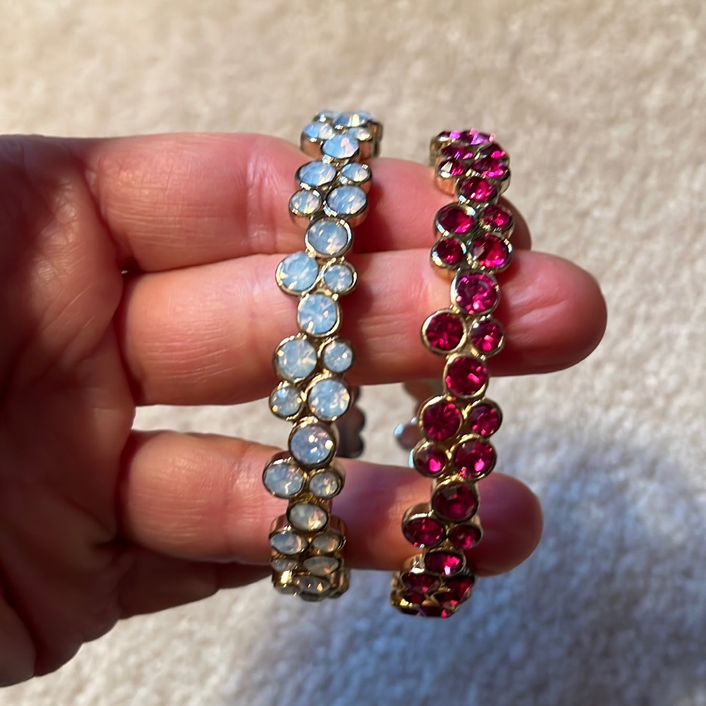 2 costume bracelets 1.w/ opal like inset 2.w/ pink/ruby like inset